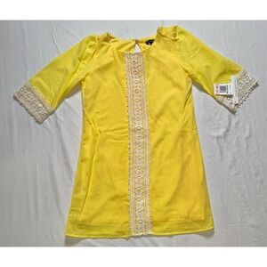 Sequin Hearts Girls Yellow Lace Party Dress 10 S/S Knee Length old money wedding